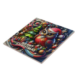 Carreau Chouette et amis festive fêtent la joie de Noël