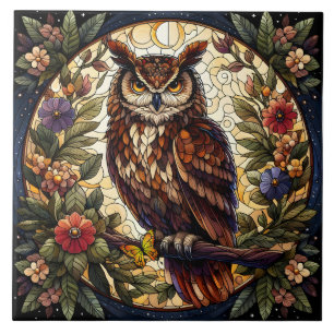 Carreau Chouette Nocturne Enchantant Art en verre