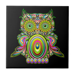 Carreau Chouette Psychédélique Popart Tapestry Magnet Bott