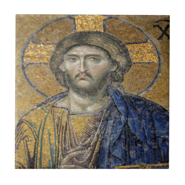 Carreau Christ Pantocrator Mosiac Iconique Religieux Romai (Devant)
