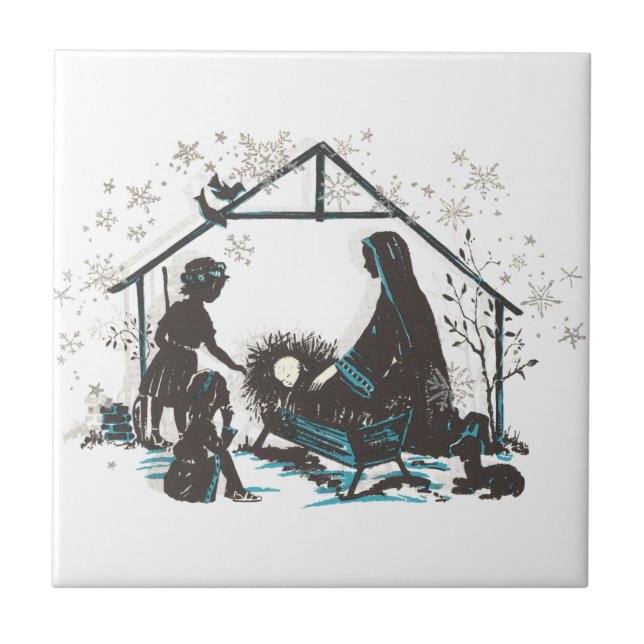 Carreau Christian Saint Bébé Jésus Noël Nativité Scène (Devant)