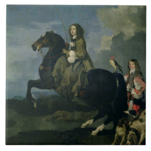 Carreau Christina de la Suède (1626-89) à cheval, 1653 (