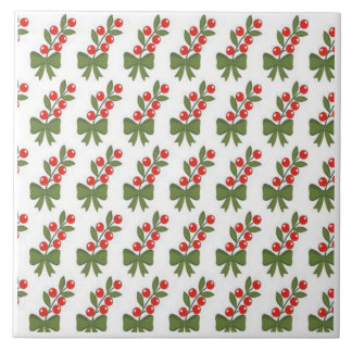 Carreau Christmas Holly Berries & Green Bow Pattern