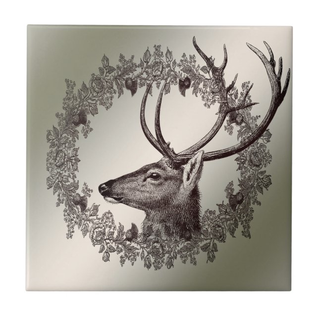 Carreau Christmas Party Floral Reindeer Golden Winter (Devant)