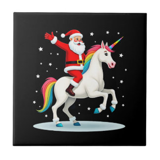Carreau Christmas Santa Riding Unicorn Xmas Girls Women Ra
