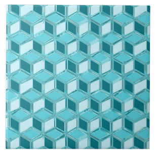 Carreau Chrome 3-d boîtes - turquoise / aqua