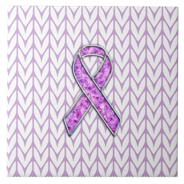 Carreau Chrome style Crystal Pink Ribbon Awareness Knit (Devant)