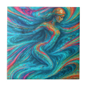 Carreau “Chromisca” - Portrait d'enchanteresse fluide