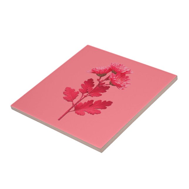 Carreau Chrysanthème rose  (Côté)