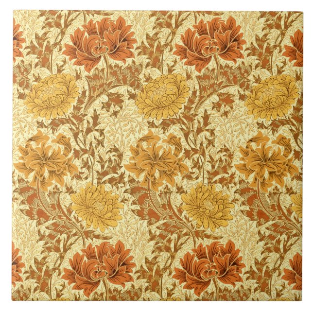 Carreau Chrysanthèmes Art Nouveau, Or de la moutarde (Devant)