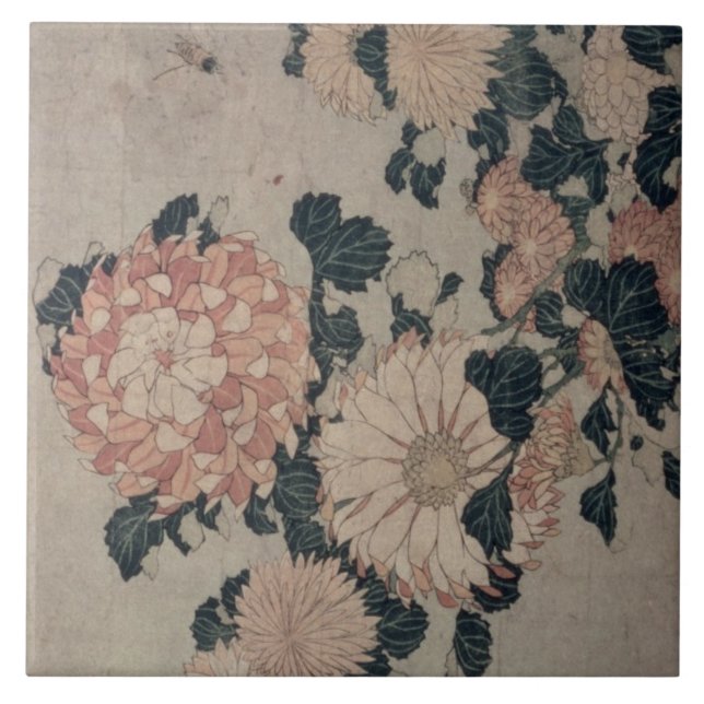 Carreau Chrysanthèmes (bois de graveur de couleur) (Devant)