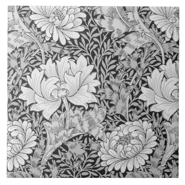 Carreau Chrysanthemum Grey, William Morris (Devant)