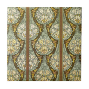 Carreau Cicadas & Lilies, Insectes Plante Floral Art Nouve