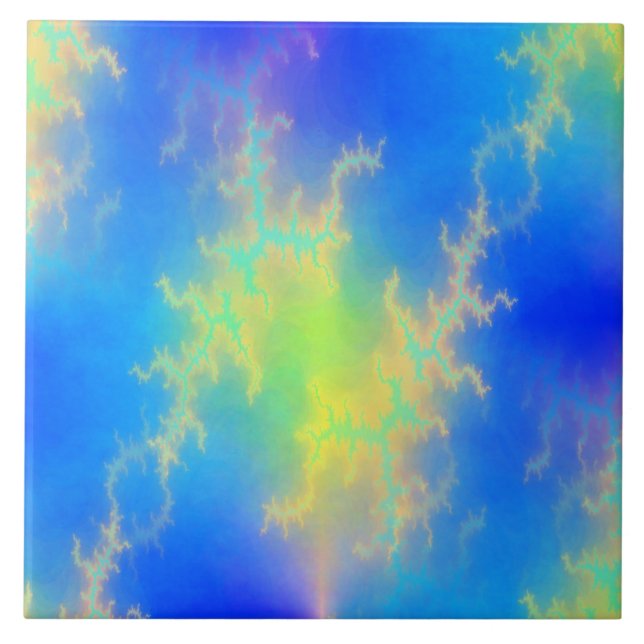 Carreau Ciel bleu et boulons de foudre jaune doré (Devant)