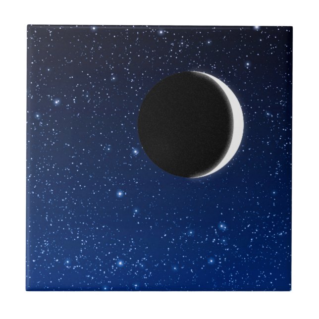 Carreau Ciel étoilé et croissant de lune, bleu profond à (Devant)