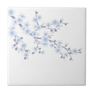 Carreau Ciel Fleur Bleu Floral Cerisier en Fleur