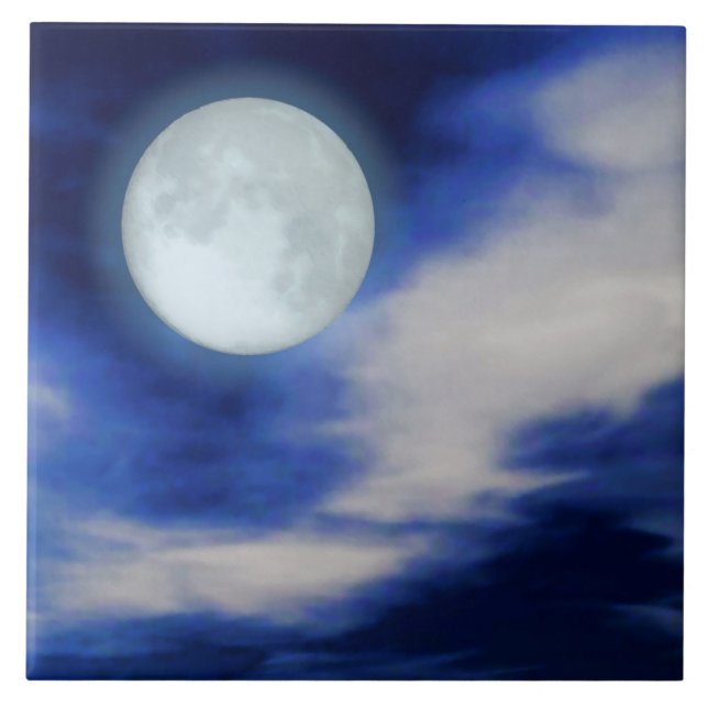 Carreau Ciel nocturne avec la lune et les nuages (Devant)