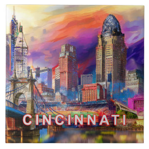 Carreau Cincinnati Abstraite Skyline Art Modern City