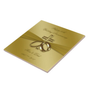 Carreau Cinquantième tuile d'or religieuse d'anniversaire