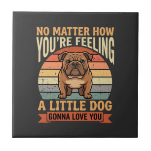 Carreau Citation d'amour de bouledogue drôle Rétro Chien