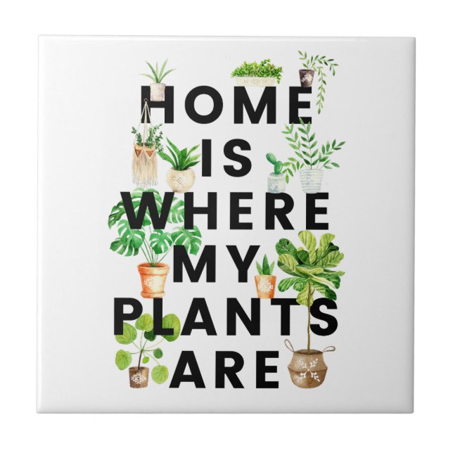Carreau Citation de jardinage de la plante d'aquarelle (Devant)