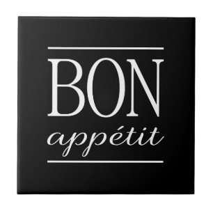 Carreau Citation de la typographie de la cuisine noire et 