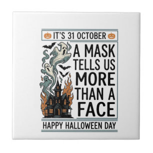 Carreau Citation de Masque Halloween Vintage Vector Design