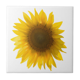 Carreau Citation tournesol "les fleurs sont le bonheur"