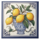 Citron d'époque Art Vintage Bleu et citron jaune