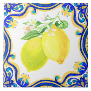 Carreau Citron espagnol Méditerranée jaune bleu