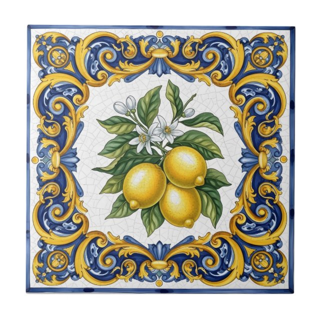 Carreau Citron majolique méditerranéen traditionnel (Devant)
