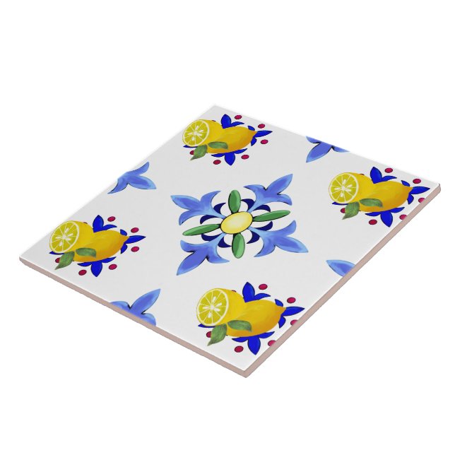 Carreau Citrons, agrumes, majolica  (Côté)