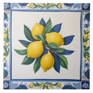 Carreau Citrons Classiques Bleus Verts Jaunes Blancs Tradi
