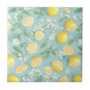 Carreau Citrons d'aquarelle - Motif de citron de menthe