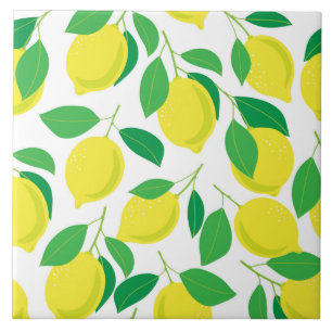 Carreau Citrons et motifs feuille