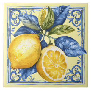Carreau Citrons portugais et bleu