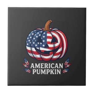 Carreau Citrouille Américaine Halloween Drapeau Usa Étoile