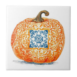 Carreau Citrouille azulejo orange mosaique vintage en gros