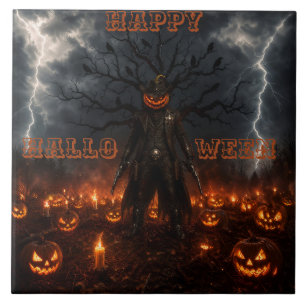 Carreau Citrouille de sheriff cowboy Halloween effrayant é