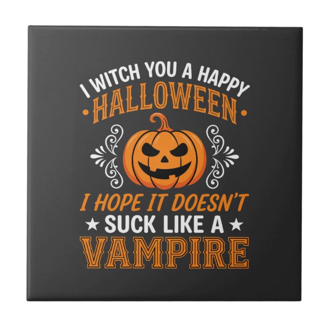 Carreau Citrouille de vampire drôle d'Halloween (Devant)