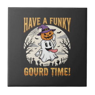 Carreau Citrouille Fantôme de la période funky d'Halloween