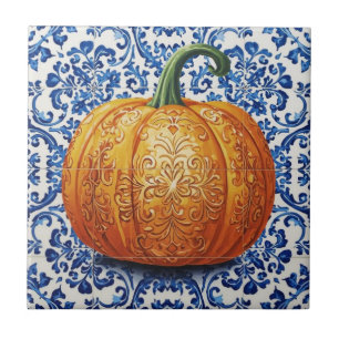 Carreau Citrouille orange azulejo mosaïque vintage en vrac