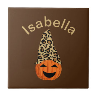 Carreau Citrouille Portant Un Casquette léopard