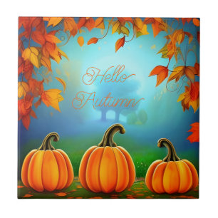 Carreau Citrouilles Décor Automne Orange Halloween Automne