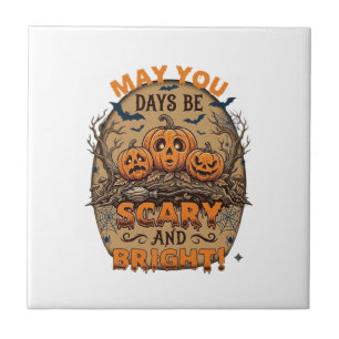 Carreau Citrouilles d'Halloween effrayantes et lumineuses