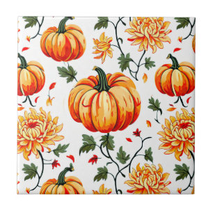Carreau Citrouilles et chrysanthèmes festifs d'automne