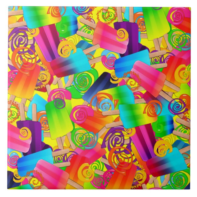 Carreau CKC Popsicle Swirls Yellow SQ TILE L (Devant)