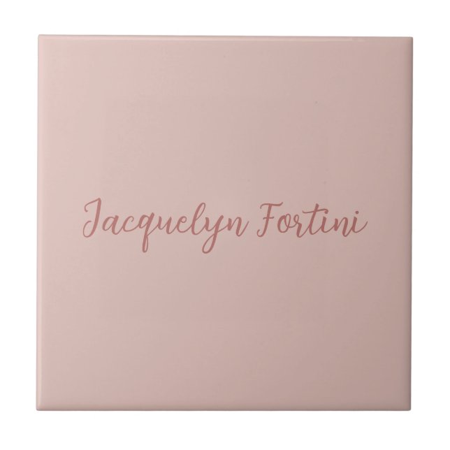 Carreau Clair Elegant Rose Gold Calligraphie Nom du script (Devant)