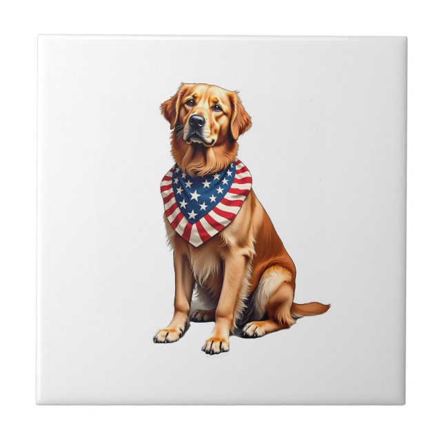 Carreau Classic Patriotic Golden Retriever Vintage Shirt 2 (Devant)