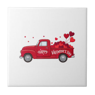 Carreau Classic Red Truck Happy Valentine's Day Farmhouse 